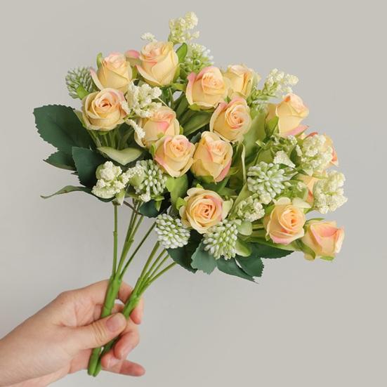 Модный имитационный цветочный букет, реалистичный с декоративным стеблем