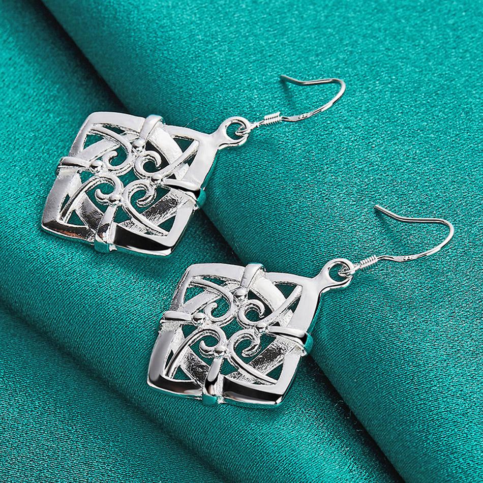 URMYLADY стерлингового серебра 925 пробы четыре листа цветок серьги для женщин очаровательные свадебные вечерние модные украшения