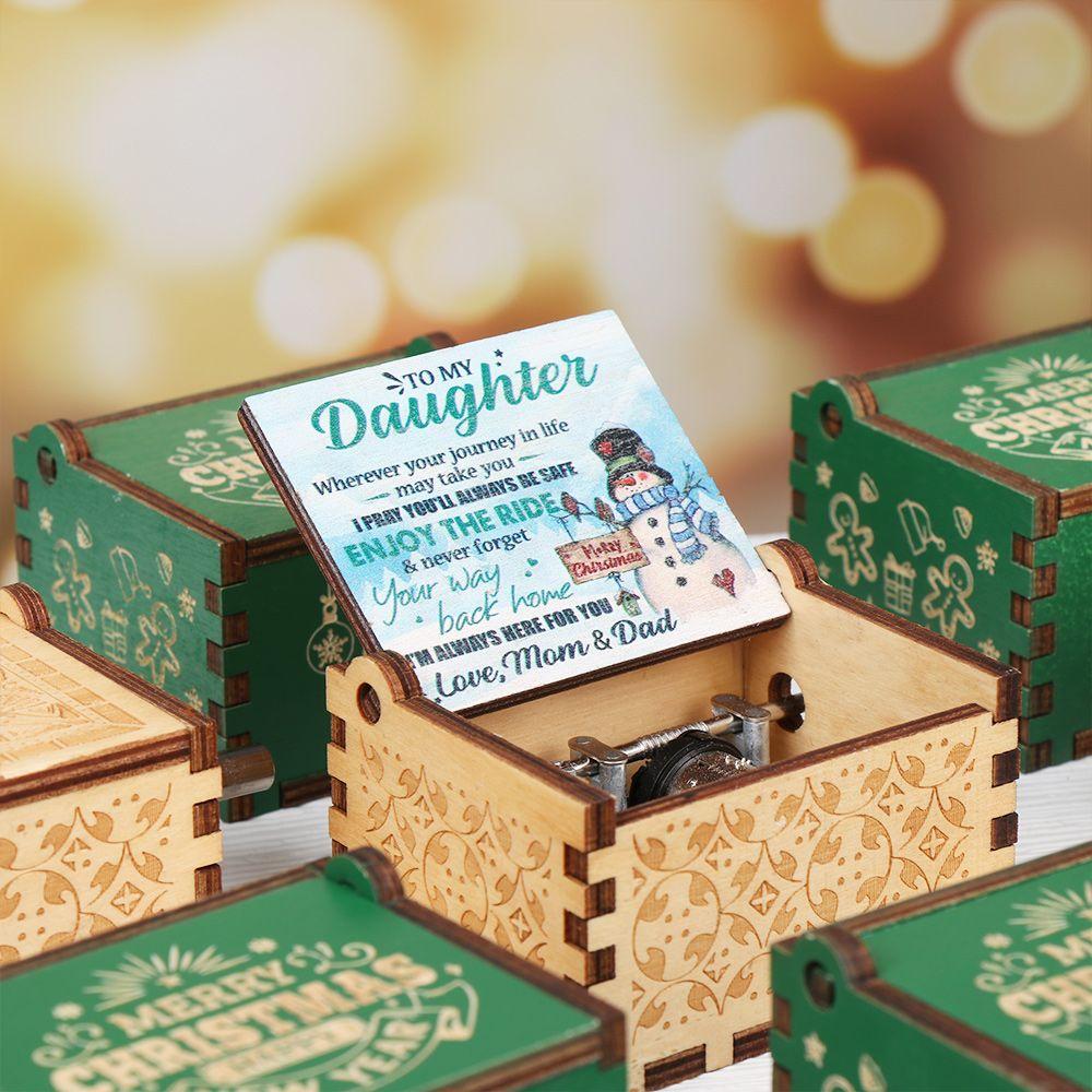Gifts Wooden New Year Musical Boxes Music Box Merry Christmas Hand Crank
