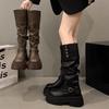 Vintage Brown British Chunky Heel Over-the-Knee Slimming Boots for Women - 2025 Autumn/Winter Collection