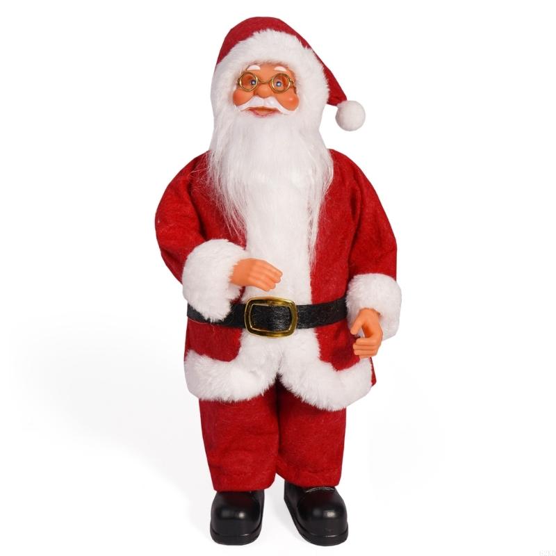 62KD Christmas Standing Santa Figurine 12Inch Multicolored Santa Dolls Holiday Decors