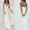 2025 Bohemian White Halter Neck Swing Dress for Women