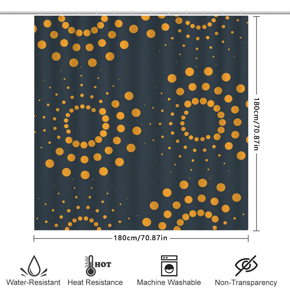 Elegant Yellow Dots Shower Curtain Decor Bathroom Shower Curtain Gray Waterproof Fabric with Hooks Modern Design for Bathrooms H