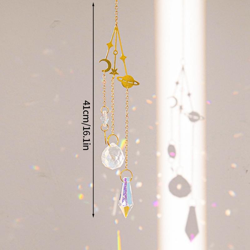 Crystal Suncatcher Moon Star Rainbow Sun Catcher Wind Chime Pendant Sun Catcher Pendants Outdoor Garden Yard Hanging Decor