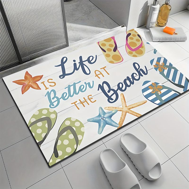 Пляжный принт Коврики для ванной Супервпитывающие для душевой двери Нескользящие Кухонные входные коврики Диатомовый коврик для дома Украшение спальни
