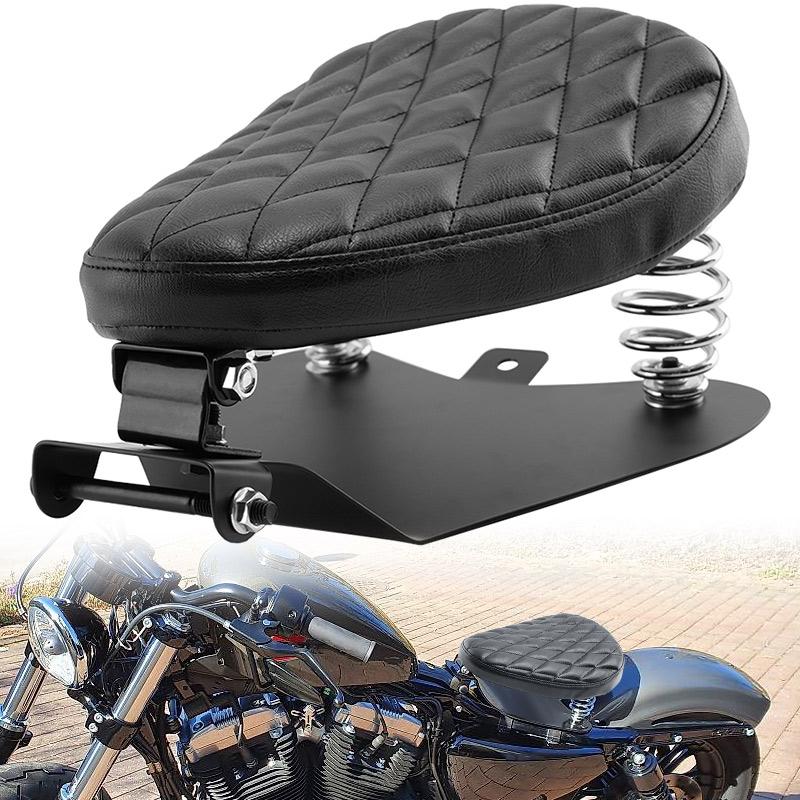 Для Harley Custom Chopper Sportster Bobber Honda Yamaha 1 комплект Мотоциклетное ПУ кожаное одиночное сиденье с 3-дюймовым пружинным кронштейном Ретро