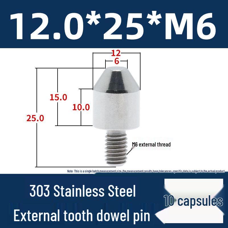 Stainless Steel External Thread Dowel Pin with Tapered/Round/Flat Head, Locating Column M3/M4/M5/M6
