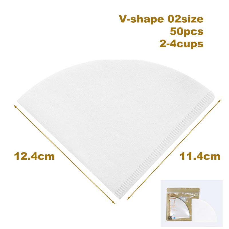 Фильтровальная бумага для кофе TIMEMORE 50 шт. Фильтры для кофе Pour Over Главная V-образная фильтровальная бумага Работа с конусной кофейной воронкой