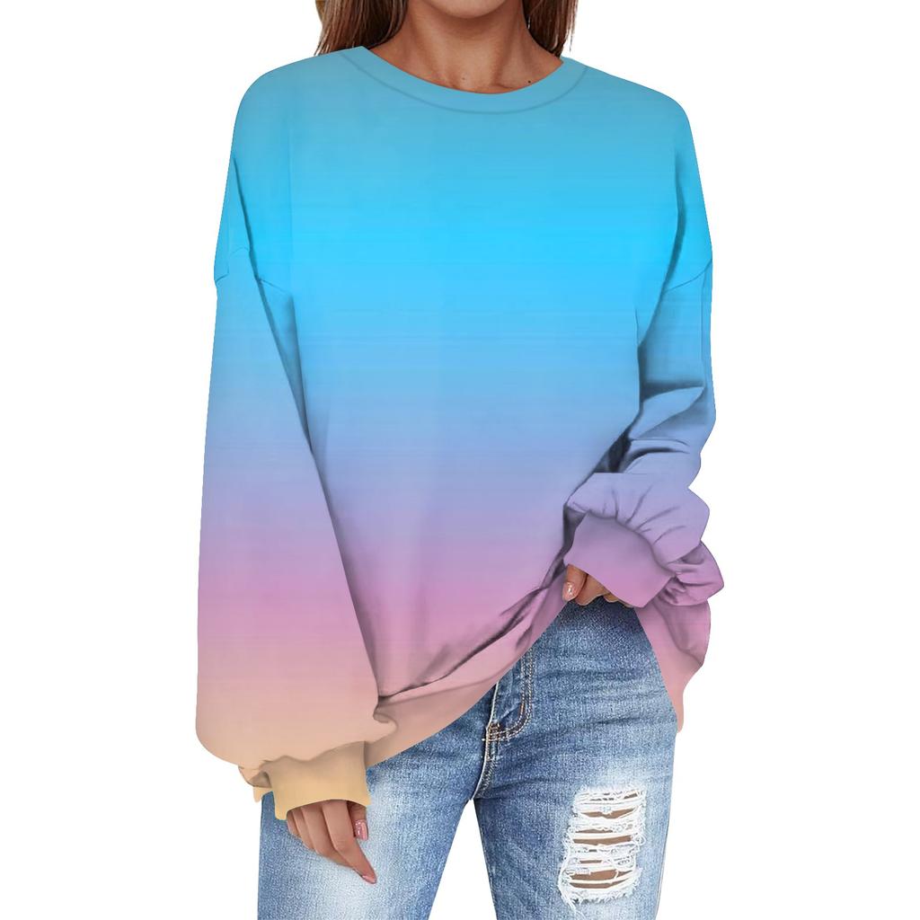 Oversized Sweatshirt For Women Crewneck Printing Long Sleeve Shirts Sweatshirt