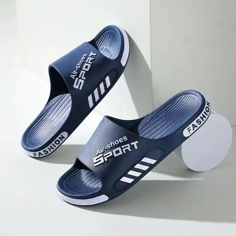 New Fashion Trend Men's Slippers PVC Soft Sole Non-slip Slides Casual Outdoor Beach Flip Flops Home Bathroom Couples Slippers