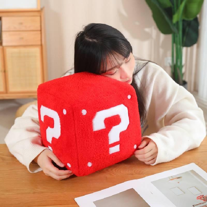 Mark Mario Question Box Plush Toy Cartoon Stuffed Doll Room Sofa Gift Decoration