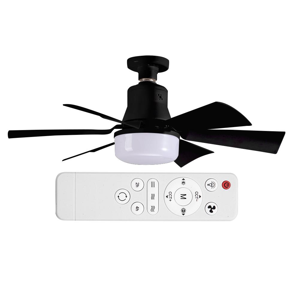 Ceiling Fan Light with Remote Socket Ceiling Fan Timing Light Bulb Fan 3 Gear Wind Speed 6 Blades for Living Room Bedroom