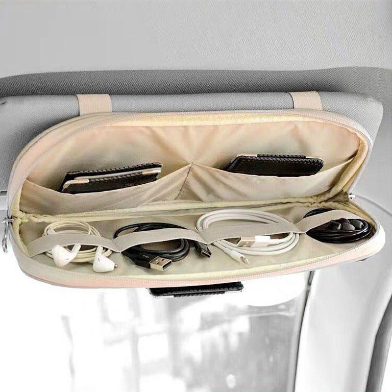 Car Sunshade Storage Bag Car Glasses Clip Card Bag For Jeep Grand Cherokee Wrangler JK Gladiator Compass Renegade Patriot