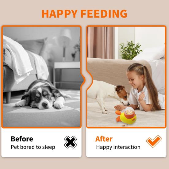 2-in-1 Interactive Dog Treat Dispensing Toy Duck/Cat Shaped Food Puzzle Slow Feeder Toy for Small Medium Dogs Promotes IQ Training