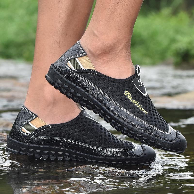 Fashion Summer Men's Mesh Sports Shoes Fashion Mountaineering Breathable Lightweight Anti Slip Shoes Outdoor Travel Running Casual Shoes