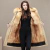 Winter Women's Parka Hooded Long Overcomes Detachable Liner Fleece Faux Fox Fur Coat