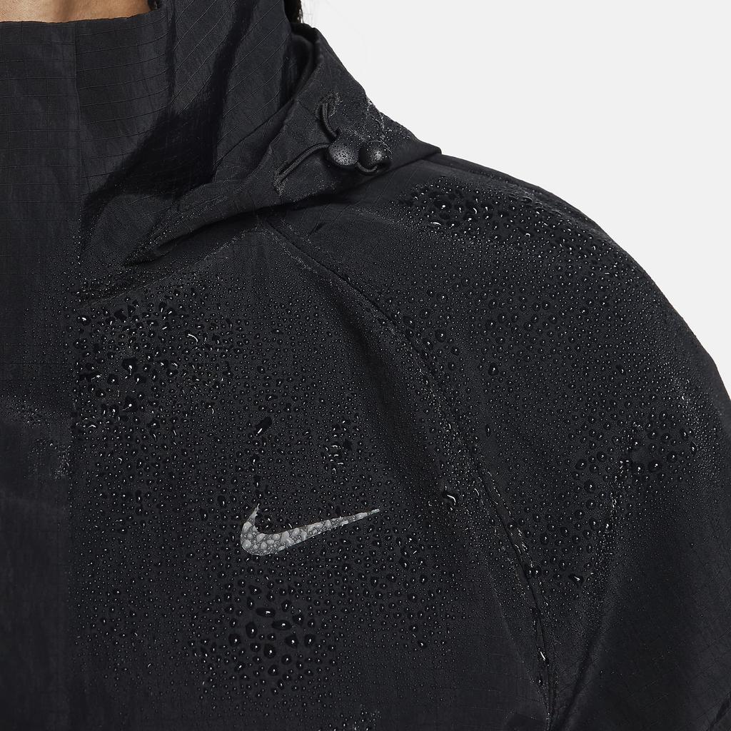 Nike Куртка Running Division Repel с логотипом, свободная, короткая, с капюшоном, на молнии, женская куртка, черная FN2576-010