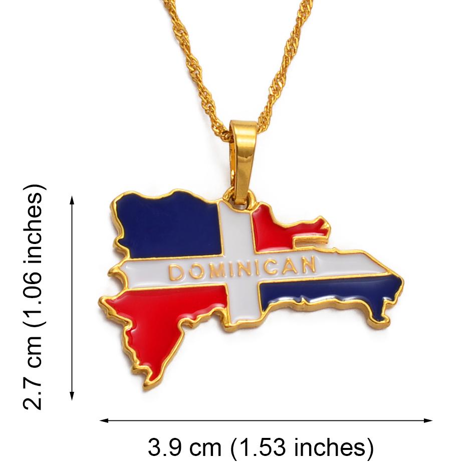Anniyo Dominican Map Flag Pendant Necklaces Dominicans Country Map Jewelry Gold Color @076806