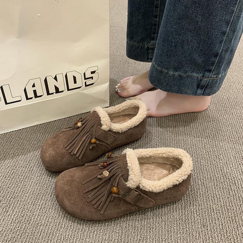 Ретро велюровые Birkenstocks женские осенне-зимние утолщенные теплые хлопковые туфли удобные туфли-шапочки