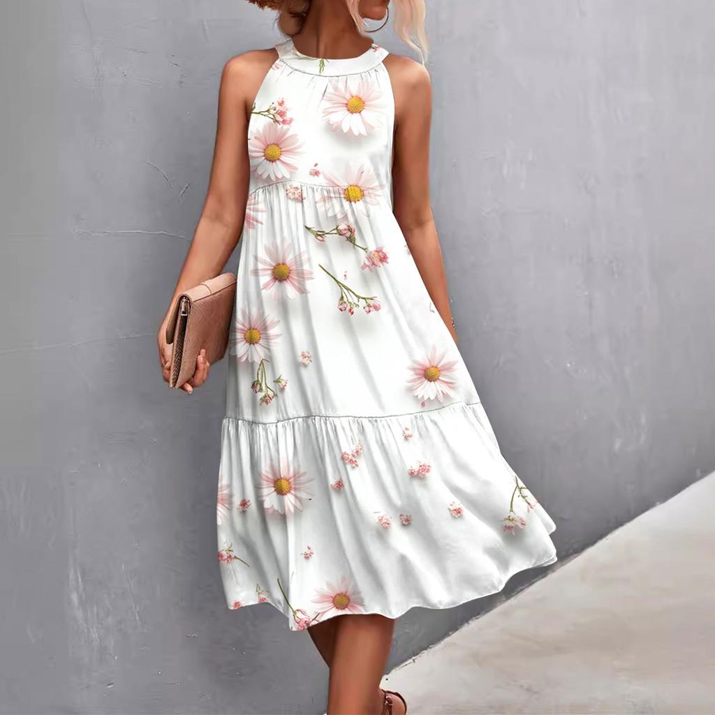 Женские летние платья без рукавов с принтом ко Дню святого Валентина, свободные, повседневные, с висячим вырезом, пляжные платья