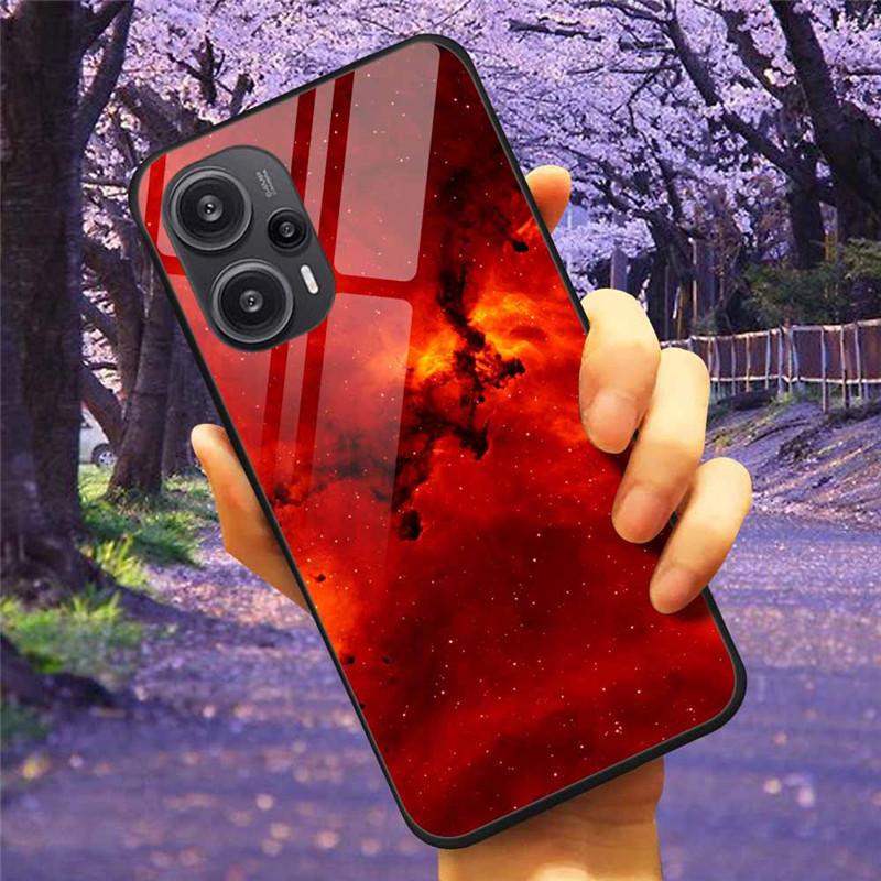 Для Xiaomi Poco F5 5G / F5Pro Чехол Закаленное Стекло Озеро Луна Жесткая Защитная Крышка для POCO F5 Pro Capas Funda на PocoF5 Роскошный Coque
