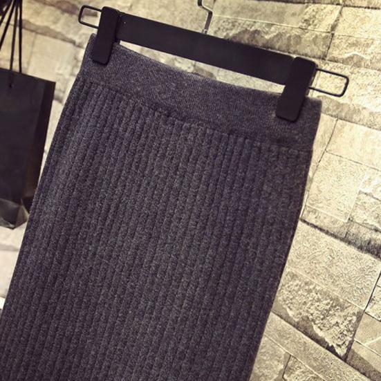 Женская трикотажная юбка с высокой талией и разрезом сзади, однотонная юбка миди