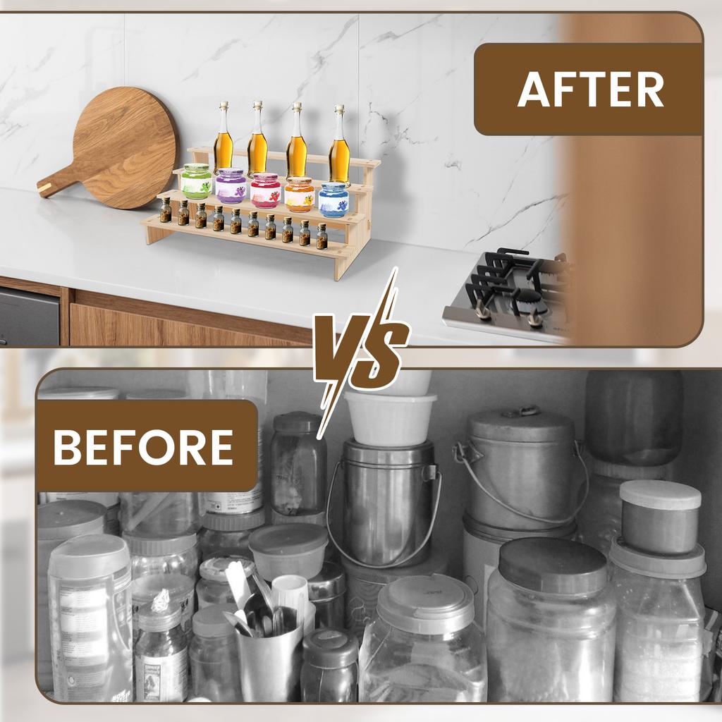 Большая деревянная подставка-райзер для дисплея, подставка-лестница для кукол, фигурок, игрушек, витрина, полка для организации макияжа, парфюмерии, приправ