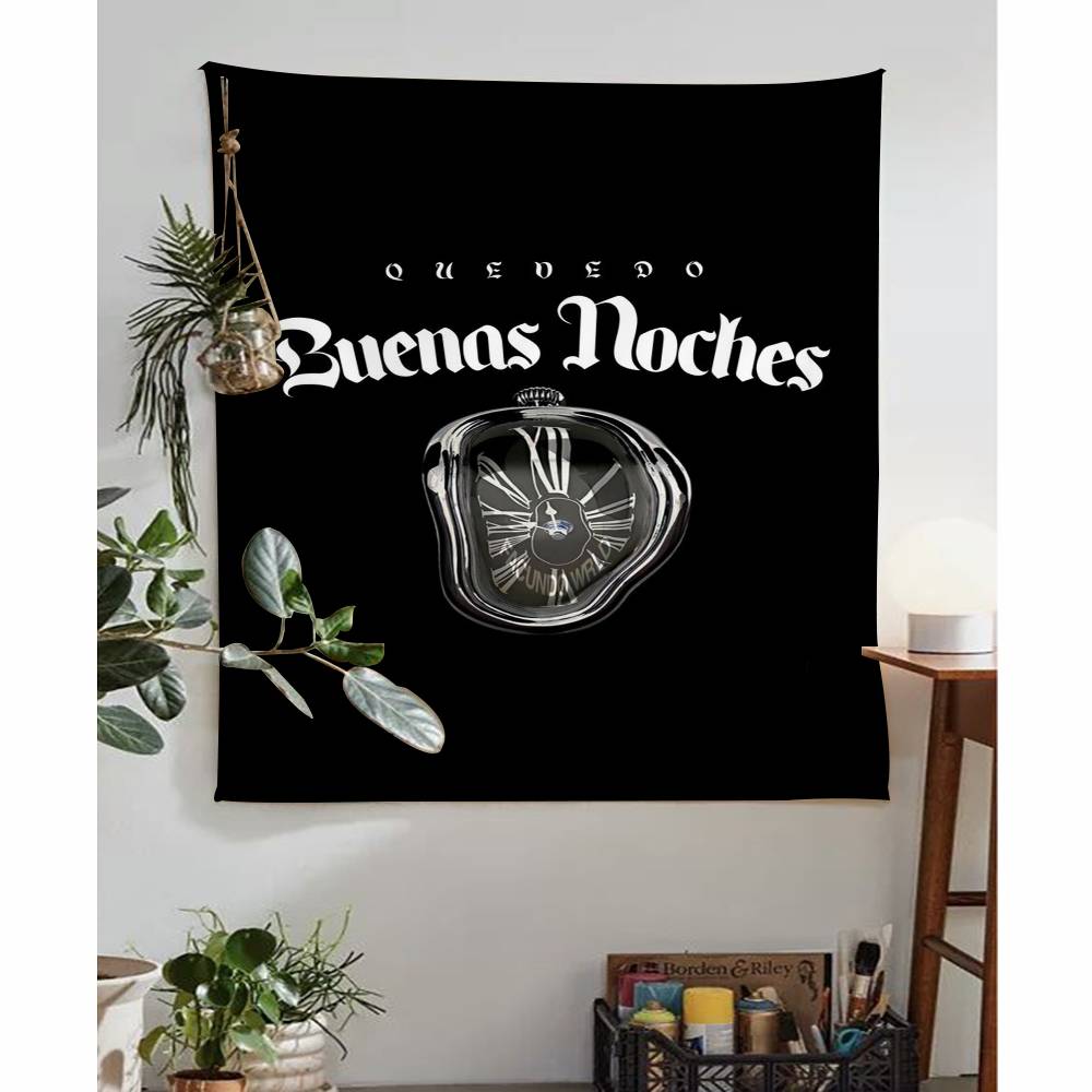 1PC New Album Buenas Noches Quevedo Tapestry Art Printing Japanese Wall Tapestry Anime Wall Hanging Home Decor