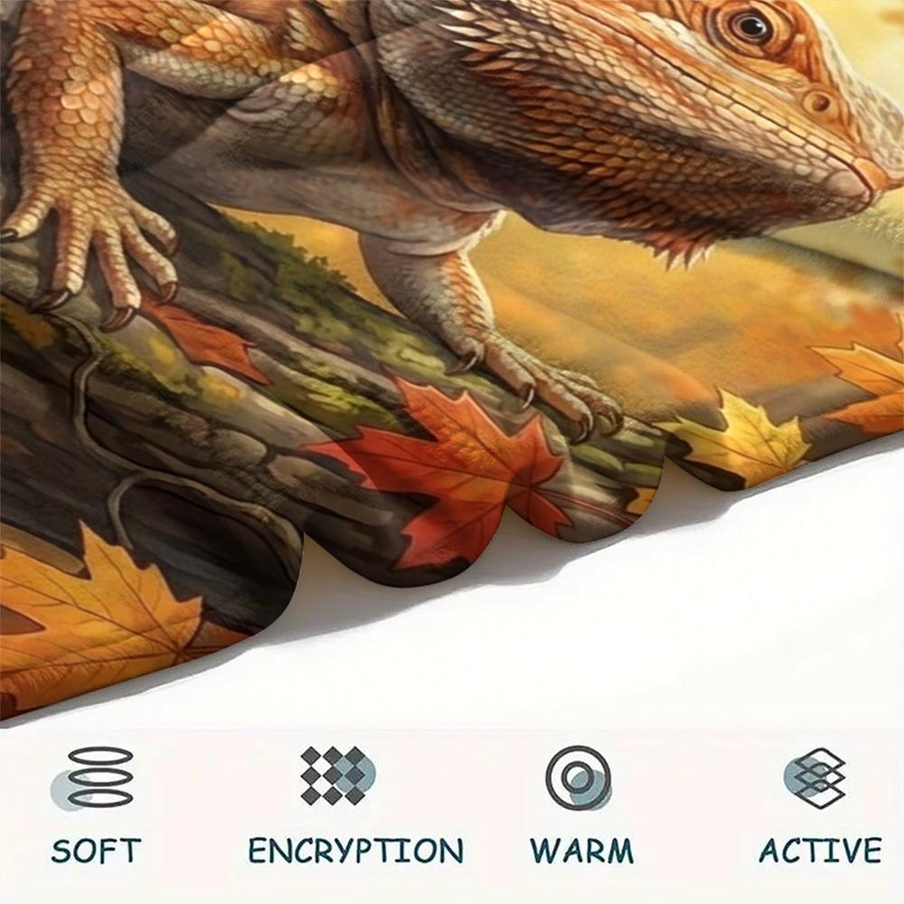 1PC Animals and Autumn Print FlAannel Blanket, High quality Comfortable for All Seasons, Home Decor, Warmth and Comfort