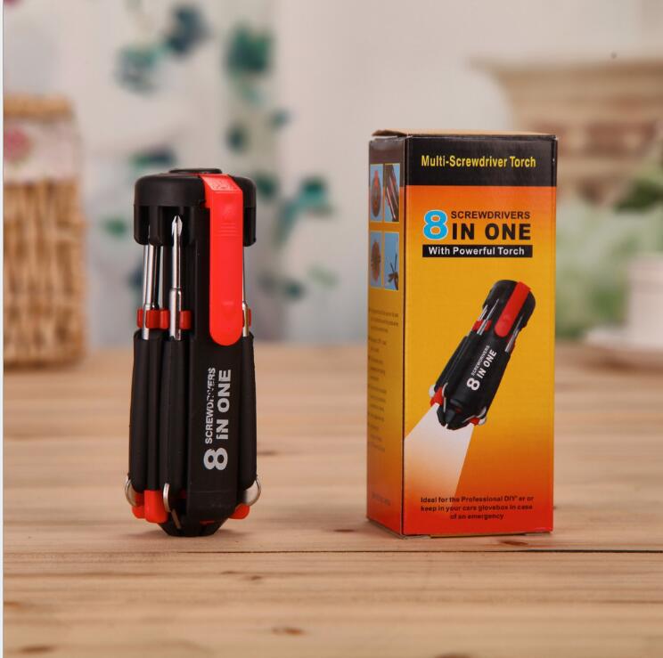 8-in-1 LED Flashlight Automotive Screwdriver: Multifunctional Outdoor Tool