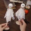 Yousheng 3Pcs Wooden Halloween Ghost Ornaments Rustic Shelf Sitters with Fabric Ghost Figures Farmhouse Tiered Tray Mantel Decorations