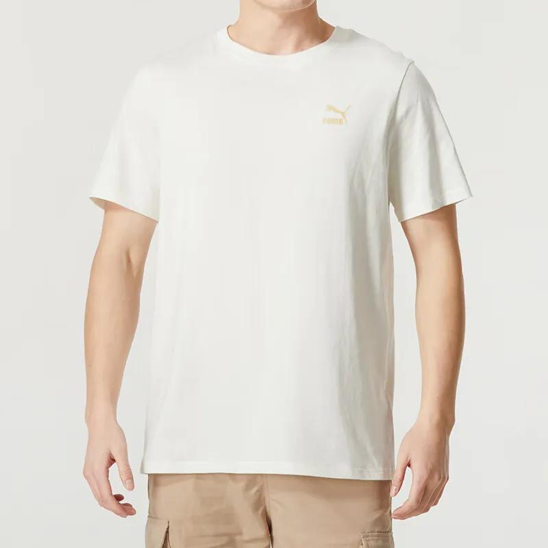 PUMA T Shirts Unisex White Crew Neck Moderate Straight Fit (Unisex) T-Shirts 682344 65