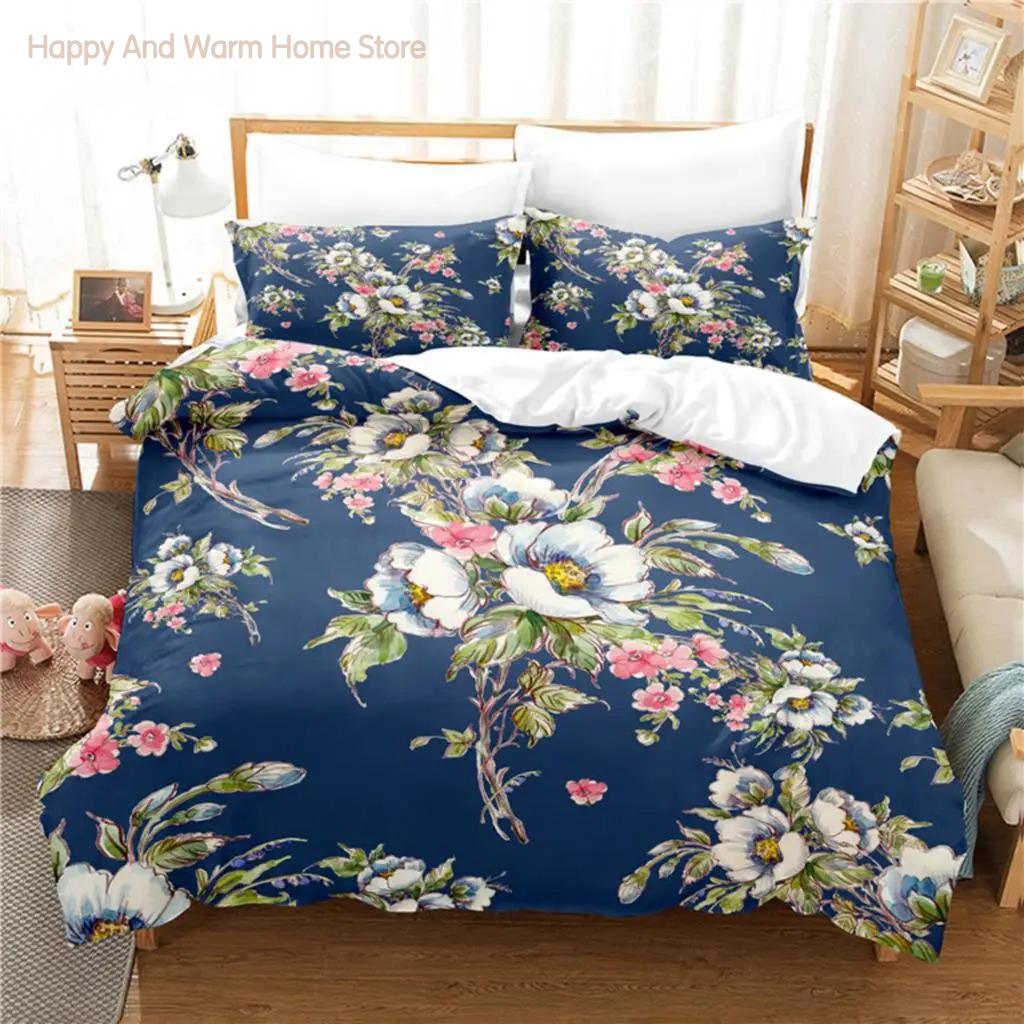 Blue Flower Duvet Cover Collection Fashion Bedding Collection Soft Comfortable Breathable Duvet Cover For Bedroom Guest Room Decor