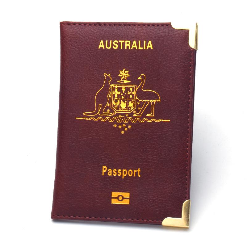 Australia Passport Holder: Slim Leather with Copper Details and Ticket Pocket
