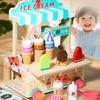 Wooden Simulation Ice Cream Cart Children Role Playing Toy Set For Imaginative Play And Parent Child Interaction