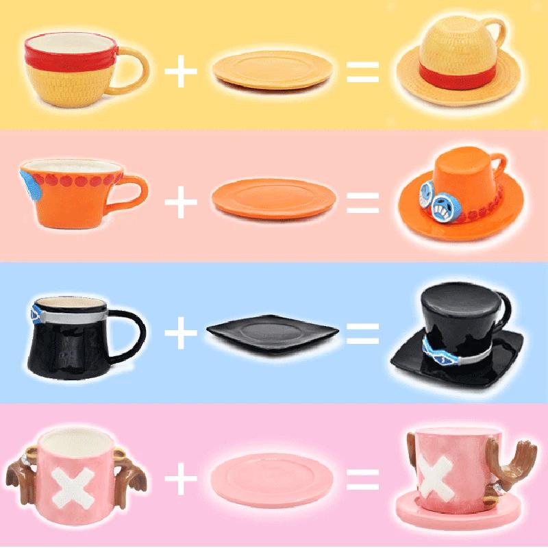 Кружка One Piece, чашка для воды, аниме-косплей, Луффи, Эйс, Сабо, Чоппер, керамическая кружка, принт с персонажем, шляпа, кофейная чашка, принадлежности для вечеринок