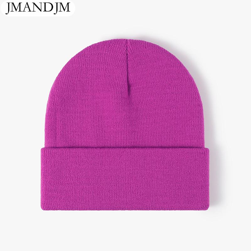 Available Autumn and Winter Warm Thickened Double Beanie Hat Simple Men's Women's Knitted Hat
