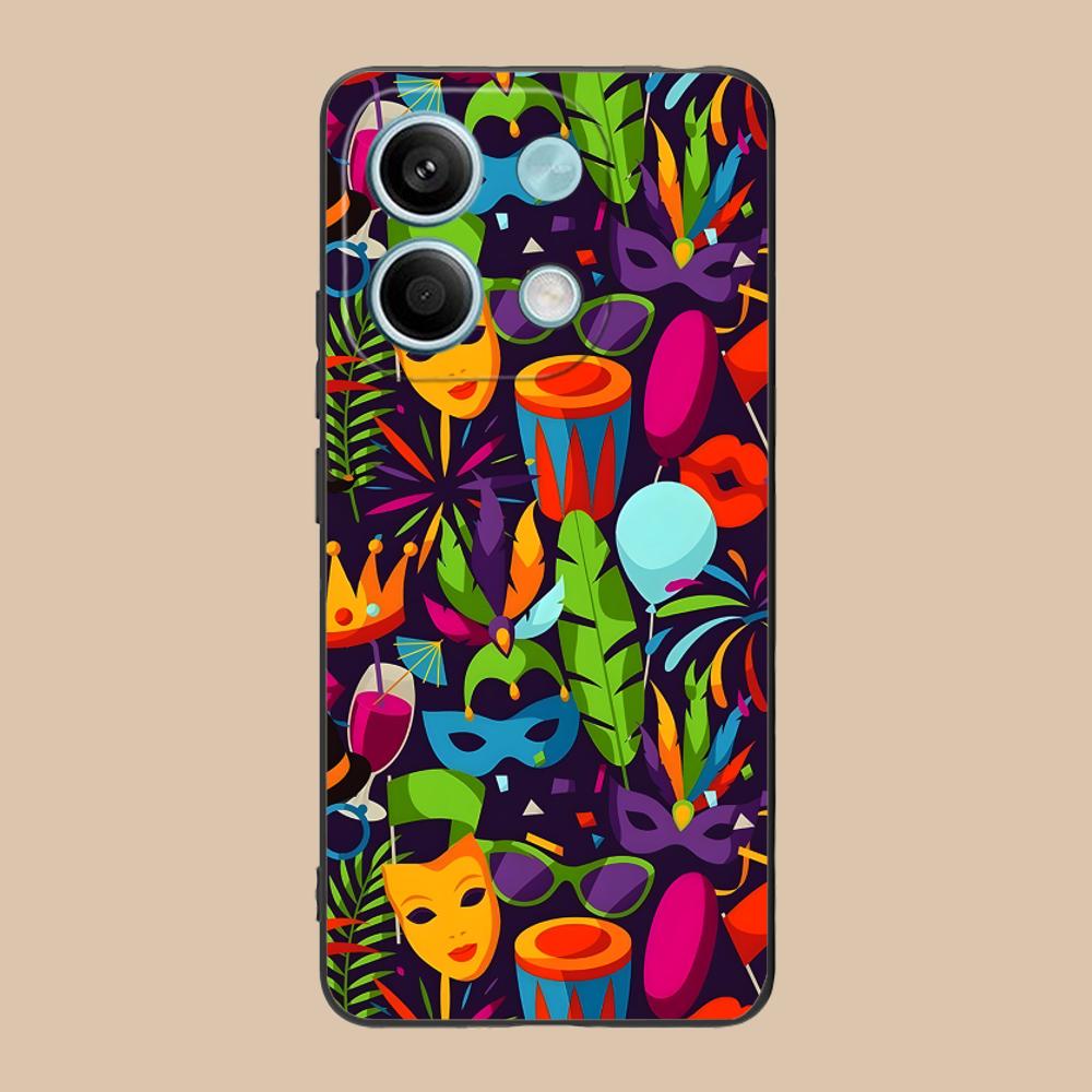 Mardi Gras Carnival Phone Case for Xiaomi 15 14 13 12 Mi 11 T Ultra Lite Pro S X 5G Soft TPU Shockproof Cover