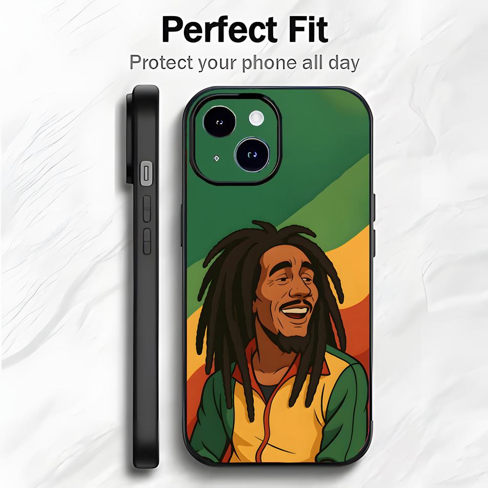 Регги Ямайский Певец B-Bob M-Marley Чехол для Телефона Чехол для Телефона Мягкая Упаковка Легкий Для iPhone17 16 15 14 13ProMax