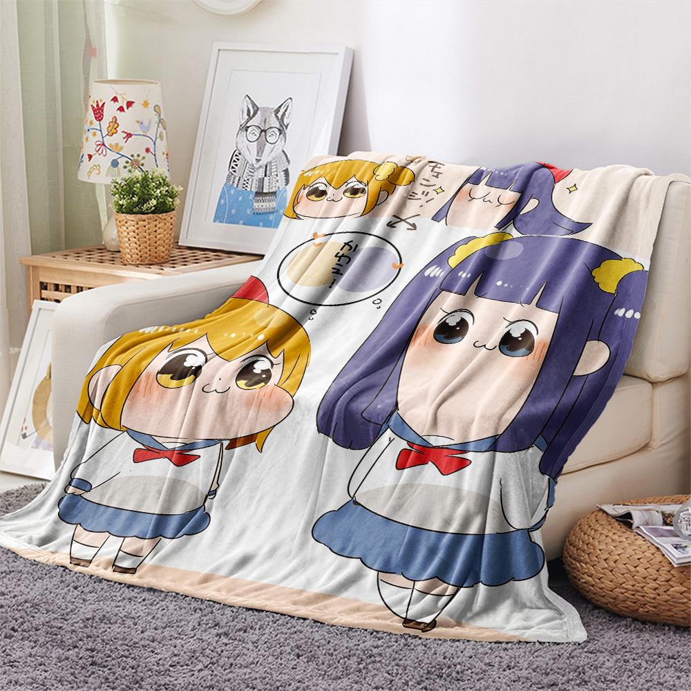 Pop Team Epic Print Flannel Blanket, High quality Comfortable for All Seasons, Home Decor, Warmth and Comfort