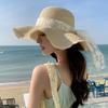 Summer New Hat Women's Travel Sunscreen Visor Sweet Small Fresh Lace Streamer Sun Hat Beach Straw Hat