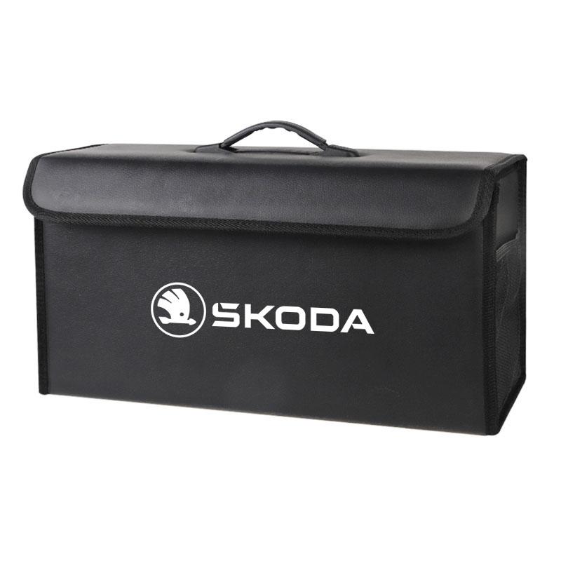 HIAQ2 Car Trunk Storage Box Leather Tidying Organizer Bag For Skoda Octavia Superb Rapid Kodiaq Karoq Fabia Kamiq Vision RS Yeti Scala