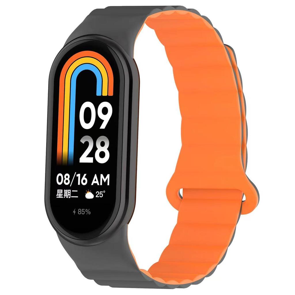 Магнитный петлевой силиконовый ремешок для Xiao Mi Band 9 8 Спортивный браслет Двухцветный браслет для Xiao Mi Band 10 Аксессуар ремешка
