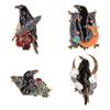 Bird Feather Lapel Pin Bag Brooches Gothic Enamel Pin Crow Raven Badges Metal Brooch Cartoon Badges
