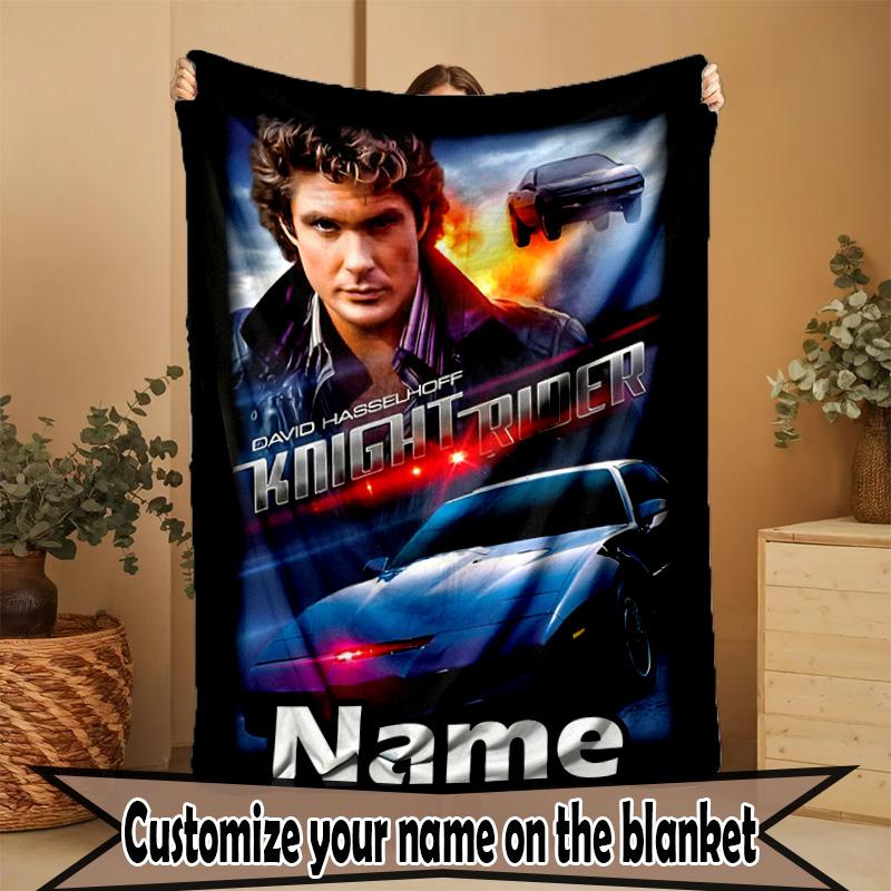 Custom Name Personalized Knight Rider Print Blanket, Home Decor, Bedroom, Sofa, Camping, Couch, Gifts for Birthday ChristmasEnthusiasts