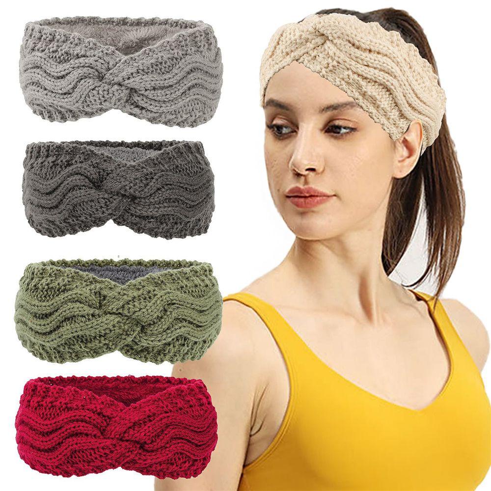Soft Hair Accessories Knotted Stretch Turban Knitted Ear Warmer Hair Bands Headbands for Women