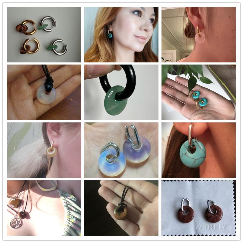 5pcs 18mm Round Donut Charms 5mm Big Hole Natural Stone Quartz Crystal Gogo Semi-Porous Pendant DIY Necklace Earring Making