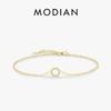 Solid 925 Sterling Silver Simple Hollow Circle Clear CZ Bracelets Gold Color Link Chain For Women Girls Fine Jewelry Gift