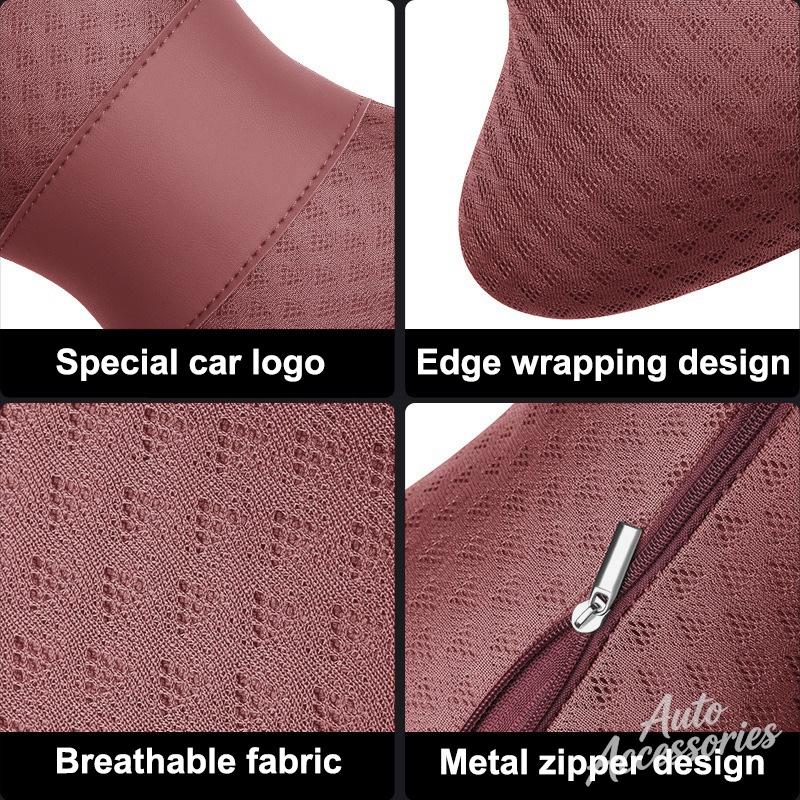 CRY1 Ice Silk Car Seat Neck Pillow Headrest Rest Support Cushion Pad For Mercedes Benz Amg A GLC GLA GLE W205 W212 X156 W166 Sticker