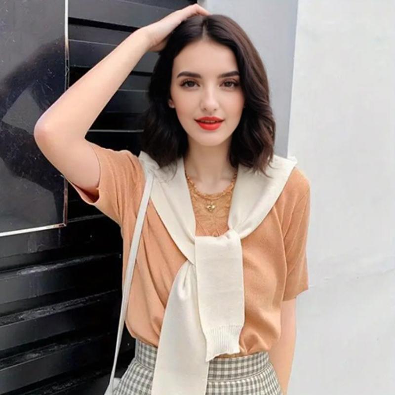 1 шт. Аксессуары для одежды Универсальная однотонная классическая шаль Теплый шарф Минималистичный стиль Вязаный материал Мода Многоцветный